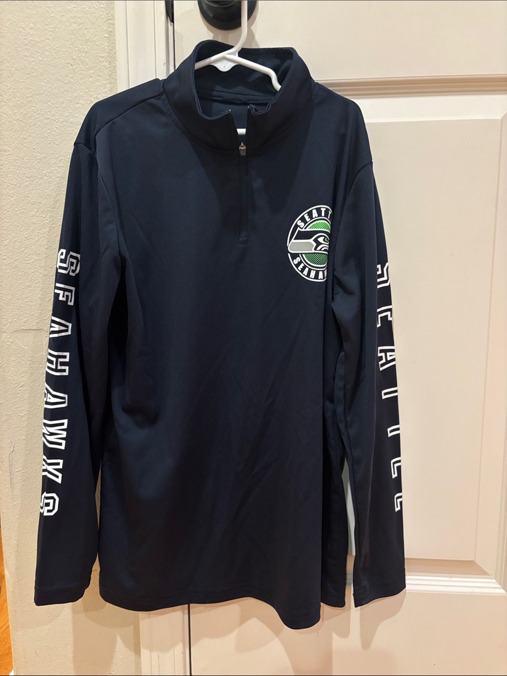 Seattle Seahawks Youth 8-10 Navy Quarter-Zip Pullover